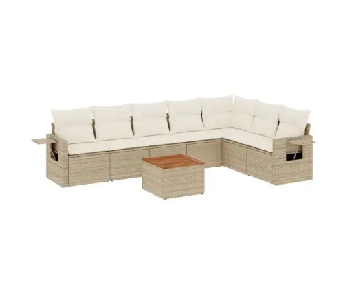 Sofos Komplektas Su Pagalvėlėmis, 8 Dalių, Smėlio, Poliratanas Sofos Komplektas Su Pagalvėlėmis, 8 Dalių, Smėlio, Poliratanas