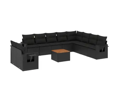 11-Daļīgs Dārza Dīvāna Komplekts, Matrači, Melna Pe Rotangpalma Vidaxl