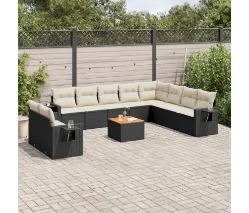 11-Daļīgs Dārza Dīvāna Komplekts, Matrači, Melna Pe Rotangpalma Vidaxl