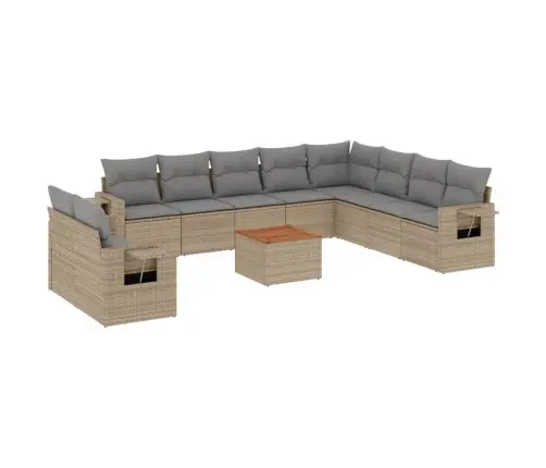 11-Daļīgs Dārza Dīvāna Komplekts, Matrači, Bēša Pe Rotangpalma Vidaxl