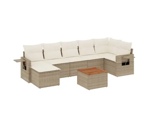 8-Daļīgs Dārza Dīvāna Komplekts, Matrači, Bēša Pe Rotangpalma Vidaxl