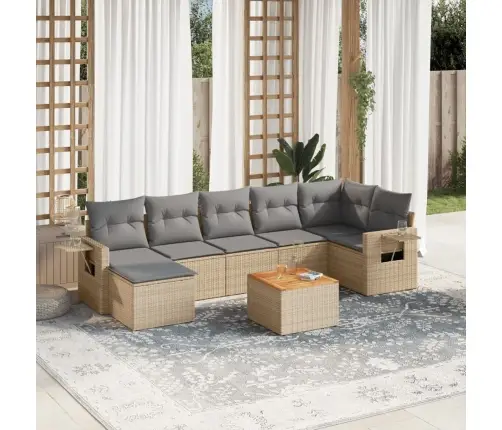 Sofos Komplektas Su Pagalvėlėmis, 8 Dalių, Smėlio, Poliratanas Sofos Komplektas Su Pagalvėlėmis, 8 Dalių, Smėlio, Poliratanas