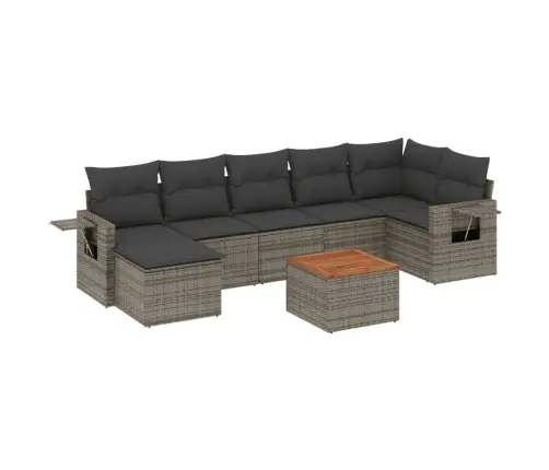 Sodo Komplektas Su Pagalvėlėmis, 8 Dalių, Pilkas, Poliratanas Sodo Komplektas Su Pagalvėlėmis, 8 Dalių, Pilkas, Poliratanas