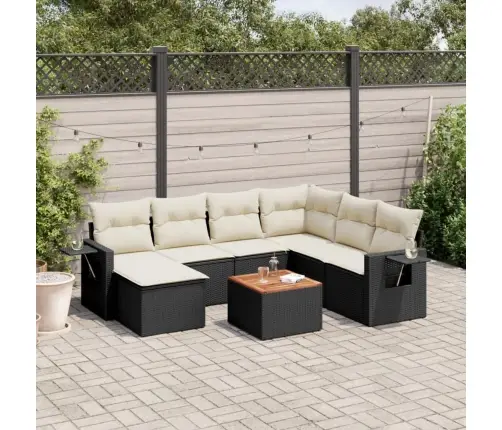 8-Daļīgs Dārza Dīvāna Komplekts, Matrači, Melna Pe Rotangpalma Vidaxl