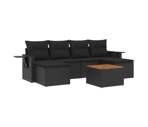 7-Daļīgs Dārza Dīvāna Komplekts Ar Matračiem, Melna Pe Vidaxl