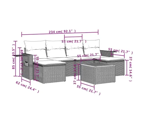 7-Daļīgs Dārza Dīvāna Komplekts, Matrači, Bēša Pe Rotangpalma Vidaxl