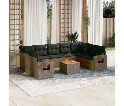 10-Daļīgs Dārza Dīvāna Komplekts Ar Matračiem, Pelēks Pe Pinums Vidaxl 10-Daļīgs Dārza Dīvāna Komplekts Ar Matračiem, Pelēks Pe Pinums Vidaxl