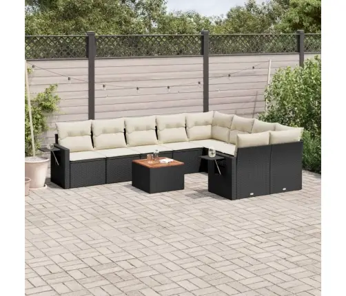 10-Daļīgs Dārza Dīvāna Komplekts, Matrači, Melna Pe Rotangpalma Vidaxl