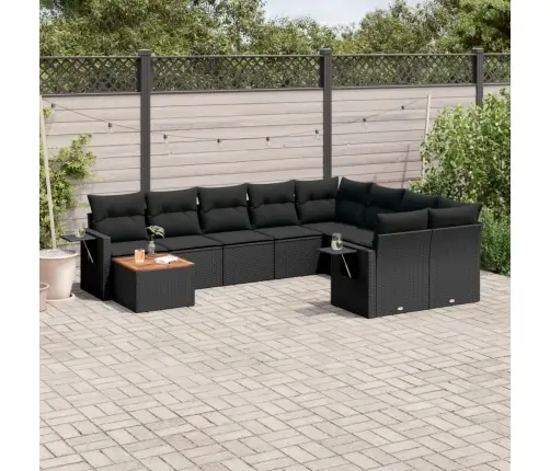 10-Daļīgs Dārza Dīvāna Komplekts, Matrači, Melna Pe Rotangpalma Vidaxl