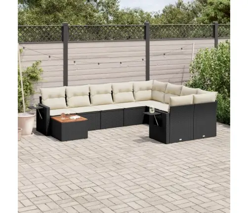 10-Daļīgs Dārza Dīvāna Komplekts, Matrači, Melna Pe Rotangpalma Vidaxl