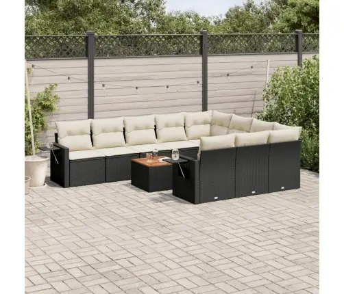 11-Daļīgs Dārza Dīvāna Komplekts, Matrači, Melna Pe Rotangpalma Vidaxl