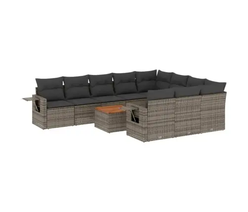 11-Daļīgs Dārza Dīvāna Komplekts, Matrači, Melna Pe Rotangpalma Vidaxl