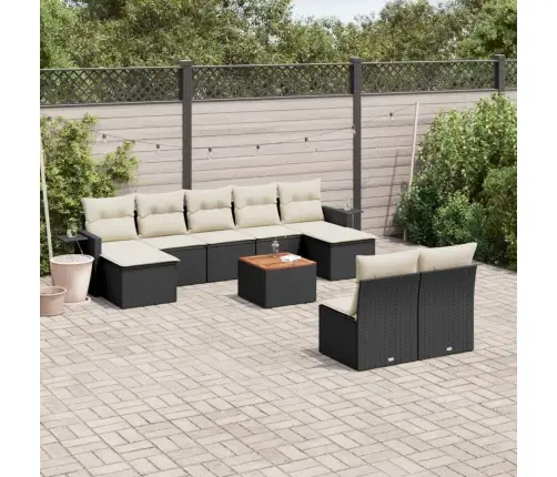 10-Daļīgs Dārza Dīvāna Komplekts, Matrači, Melna Pe Rotangpalma Vidaxl