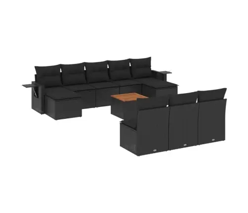 11-Daļīgs Dārza Dīvāna Komplekts, Matrači, Melna Pe Rotangpalma Vidaxl