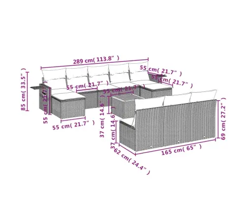 11-Osaline Aiadiivani Komplekt Patjadega, Must, Polürotang