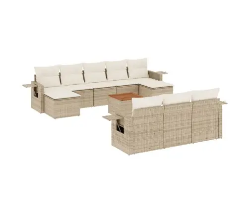 11-Daļīgs Dārza Dīvāna Komplekts, Matrači, Bēša Pe Rotangpalma Vidaxl