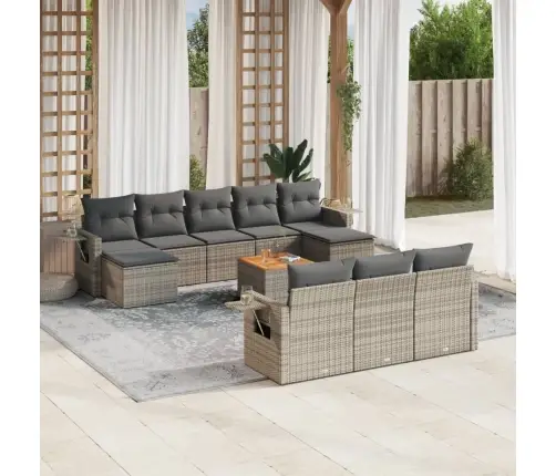 11-Daļīgs Dārza Dīvāna Komplekts Ar Matračiem, Pelēks Pe Pinums Vidaxl 11-Daļīgs Dārza Dīvāna Komplekts Ar Matračiem, Pelēks Pe Pinums Vidaxl