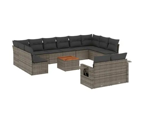 Sodo Komplektas Su Pagalvėlėmis, 13 Dalių, Pilkas, Poliratanas