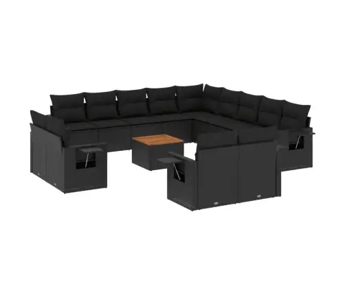 14-Osaline Aiadiivani Komplekt Patjadega, Must, Polürotang