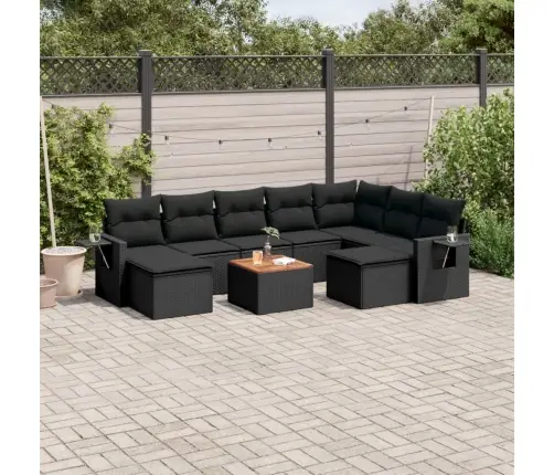 10-Daļīgs Dārza Dīvāna Komplekts, Matrači, Melna Pe Rotangpalma Vidaxl