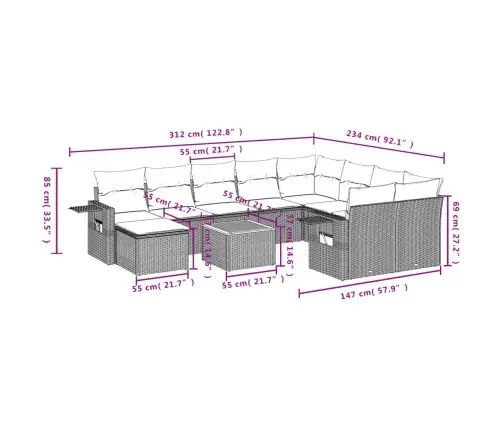 11-Daļīgs Dārza Dīvāna Komplekts, Matrači, Bēša Pe Rotangpalma Vidaxl 11-Daļīgs Dārza Dīvāna Komplekts, Matrači, Bēša Pe Rotangpalma Vidaxl
