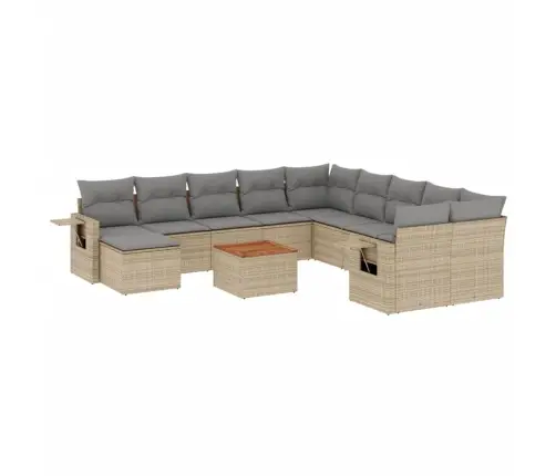 Sodo Komplektas Su Pagalvėlėmis, 12 Dalių, Smėlio, Poliratanas