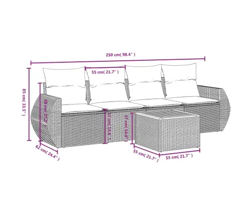 5-Daļīgs Dārza Dīvāna Komplekts, Matrači, Bēša Pe Rotangpalma Vidaxl