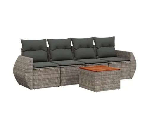 Sofos Komplektas Su Pagalvėlėmis, 5 Dalių, Pilkas, Poliratanas