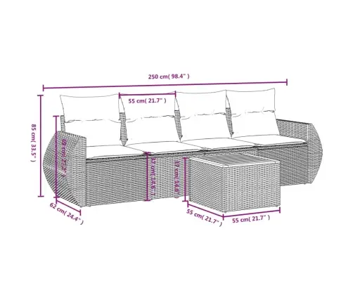 Sofos Komplektas Su Pagalvėlėmis, 5 Dalių, Pilkas, Poliratanas