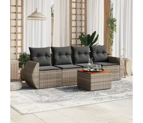 Sofos Komplektas Su Pagalvėlėmis, 5 Dalių, Pilkas, Poliratanas