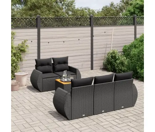 6-Daļīgs Dārza Dīvāna Komplekts, Matrači, Melna Pe Rotanpalma Vidaxl