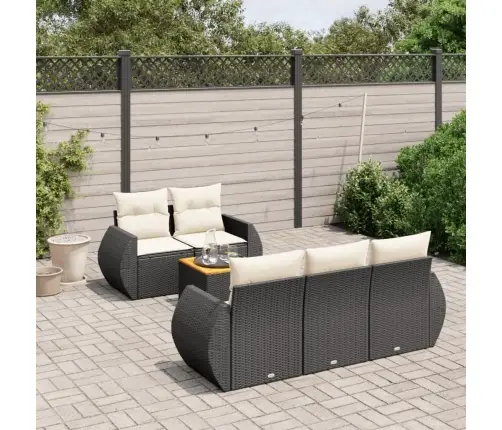 6-Daļīgs Dārza Dīvāna Komplekts, Matrači, Melna Pe Rotanpalma Vidaxl