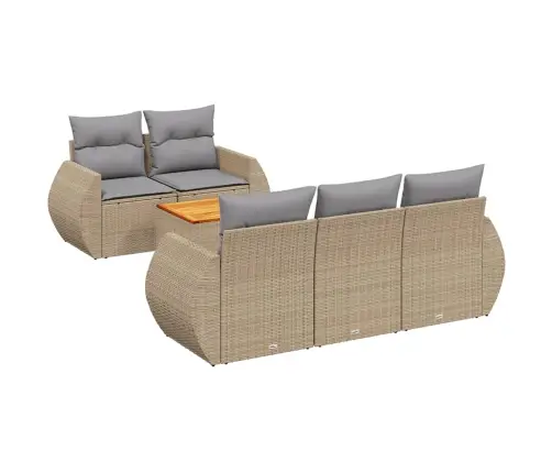 6-Daļīgs Dārza Dīvāna Komplekts, Matrači, Bēša Pe Rotangpalma Vidaxl