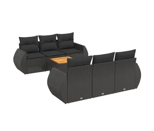 7-Daļīgs Dārza Dīvāna Komplekts Ar Matračiem, Melna Pe Vidaxl