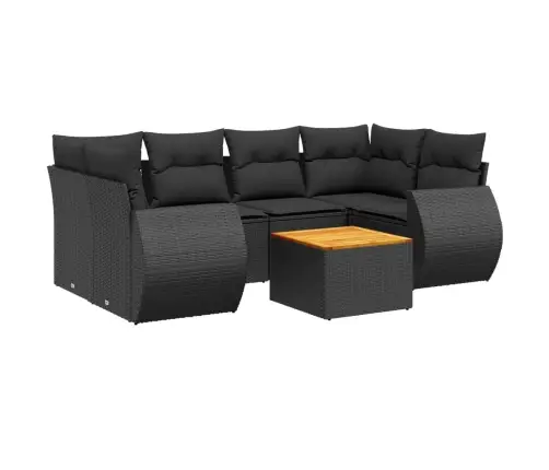 7-Daļīgs Dārza Dīvāna Komplekts Ar Matračiem, Melna Pe Vidaxl