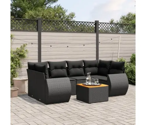 7-Daļīgs Dārza Dīvāna Komplekts Ar Matračiem, Melna Pe Vidaxl