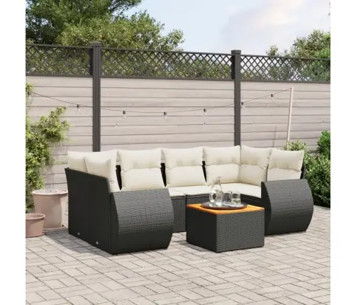 7-Daļīgs Dārza Dīvāna Komplekts Ar Matračiem, Melna Pe Vidaxl