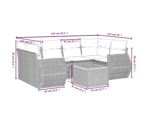 7-Osaline Aiadiivani Komplekt Patjadega, Beež, Polürotang