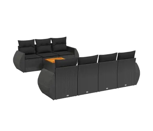 8-Daļīgs Dārza Dīvāna Komplekts, Matrači, Melna Pe Rotangpalma Vidaxl