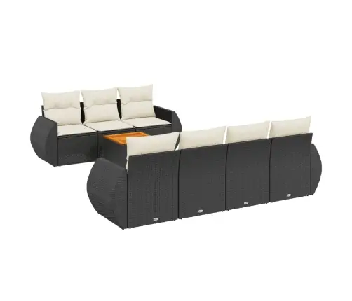 Sofos Komplektas Su Pagalvėlėmis, 8 Dalių, Juodas, Poliratanas