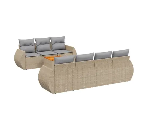 8-Daļīgs Dārza Dīvāna Komplekts, Matrači, Bēša Pe Rotangpalma Vidaxl