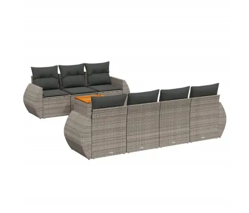 8-Daļīgs Dārza Dīvāna Komplekts Ar Matračiem, Pelēks Pe Pinums Vidaxl