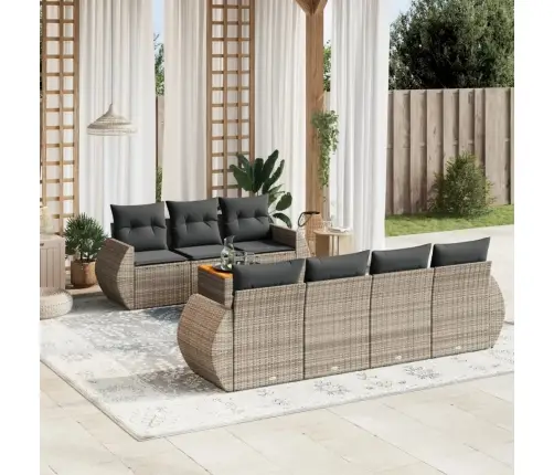 8-Daļīgs Dārza Dīvāna Komplekts Ar Matračiem, Pelēks Pe Pinums Vidaxl