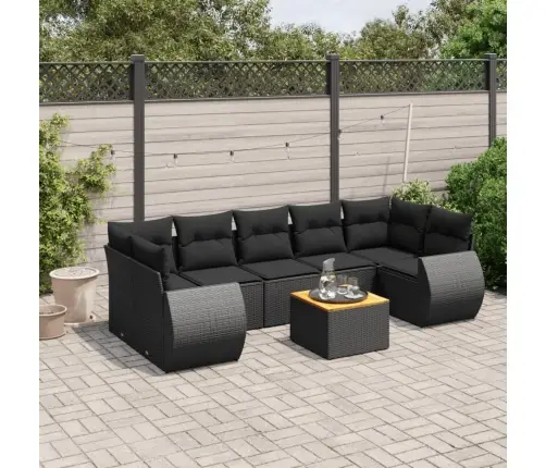 8-Osaline Aiadiivani Komplekt Patjadega, Must, Polürotang