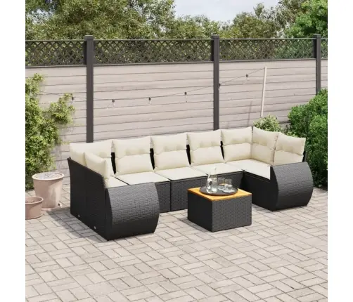 8-Daļīgs Dārza Dīvāna Komplekts, Matrači, Melna Pe Rotangpalma Vidaxl