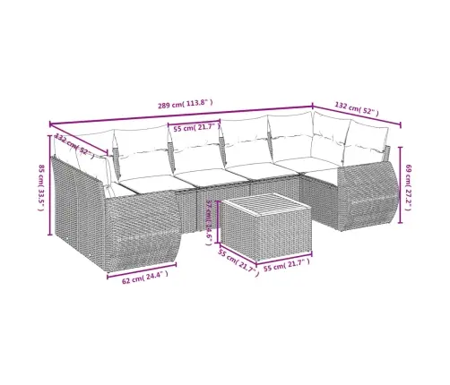 8-Osaline Aiadiivani Komplekt Patjadega, Hall, Polürotang