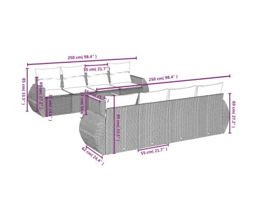 9-Osaline Aiadiivani Komplekt Patjadega, Must, Polürotang