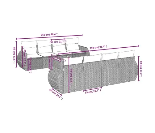 9-Osaline Aiadiivani Komplekt Patjadega, Beež, Polürotang