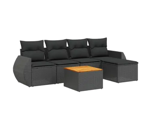 6-Daļīgs Dārza Dīvāna Komplekts, Matrači, Melna Pe Rotanpalma Vidaxl