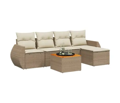 Sofos Komplektas Su Pagalvėlėmis, 6 Dalių, Smėlio, Poliratanas